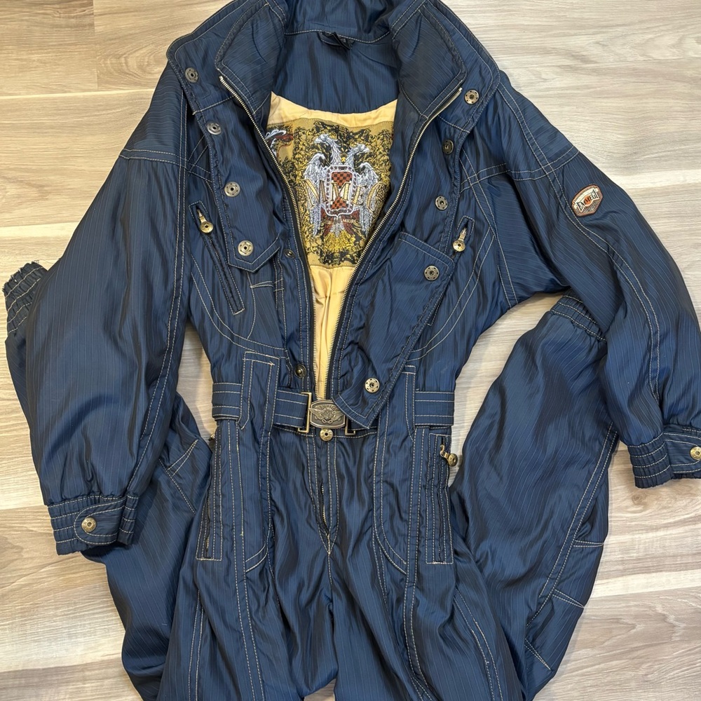 Iconic Vintage Emmegi Ski Suit Womens M Faux Denim 80s/90s